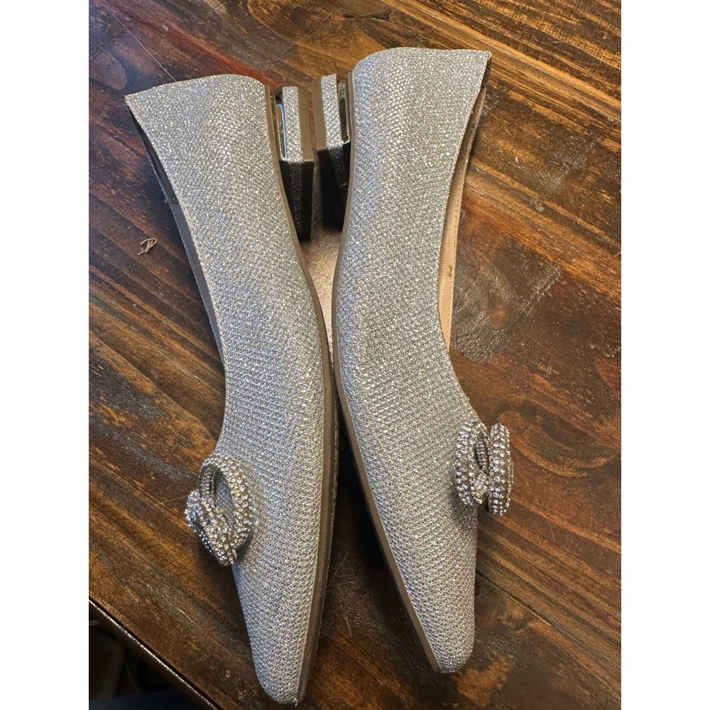 Jones New York Quennelle Flats Silver Shimmer Rhinestone‎ Bow Pointed Toe 8.5 - Picture 6 of 10
